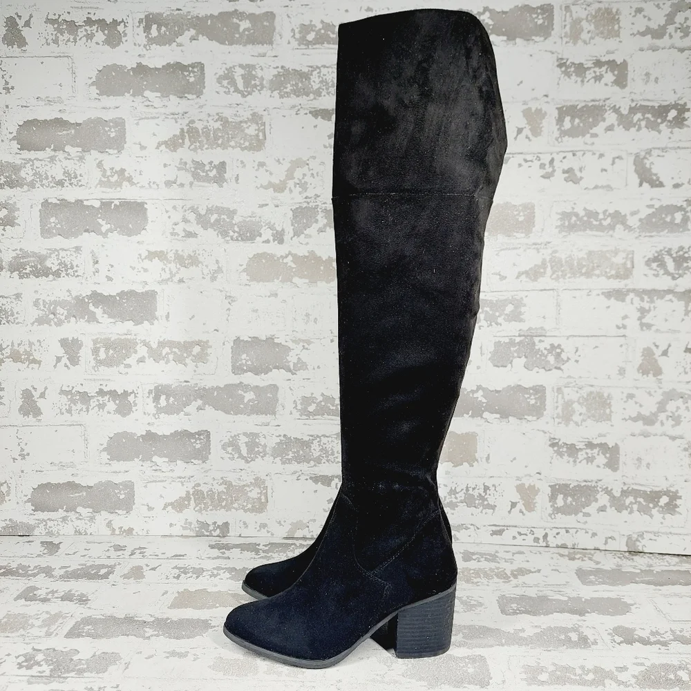 New BP. Luke Black Faux Suede Over-the-Knee Boots H677